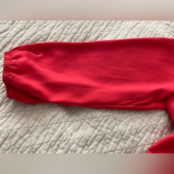 Society Girl top, size Medium. Coral red color with embroidery and full zipper. - Picture 4 of 6